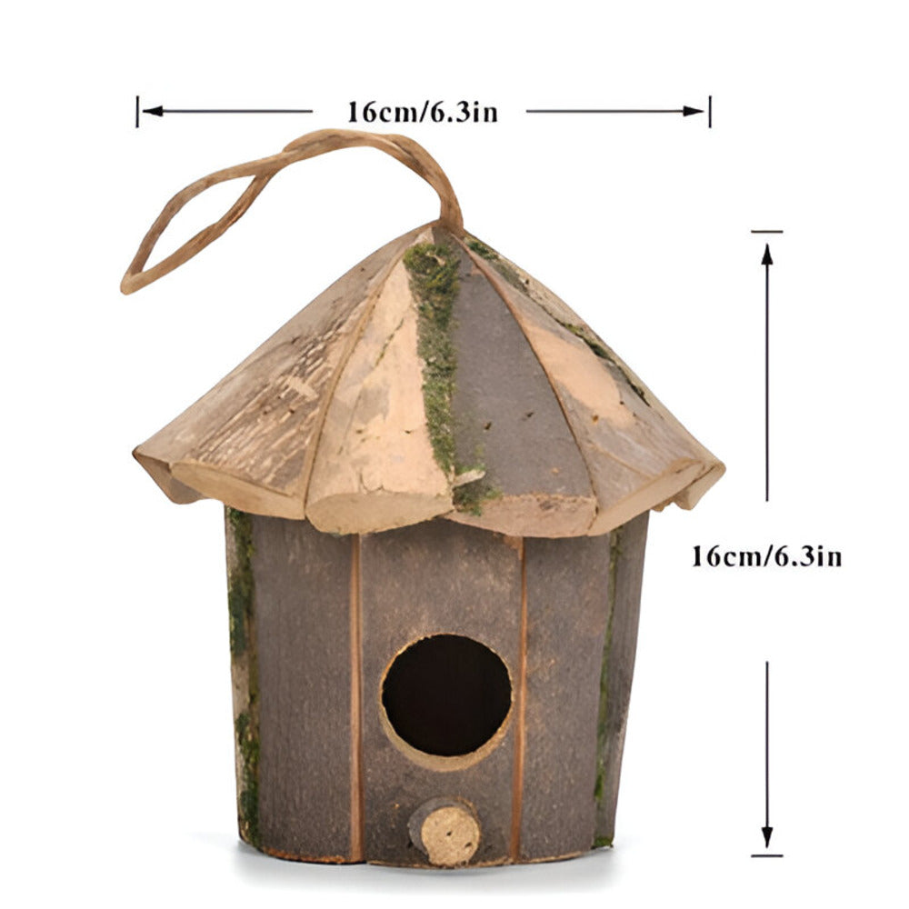 Domus - Charmantes Rustikales Holz-Vogelhaus mit Kolibri-Design