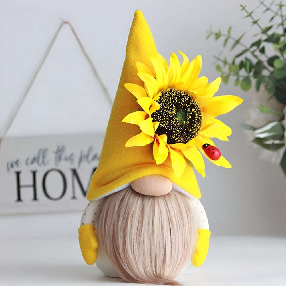 Ardalia - Liebhaber Handgemachter Gnom mit Strahlender Gelber Sonnenblume, perfekt für Dekor und Geschenk