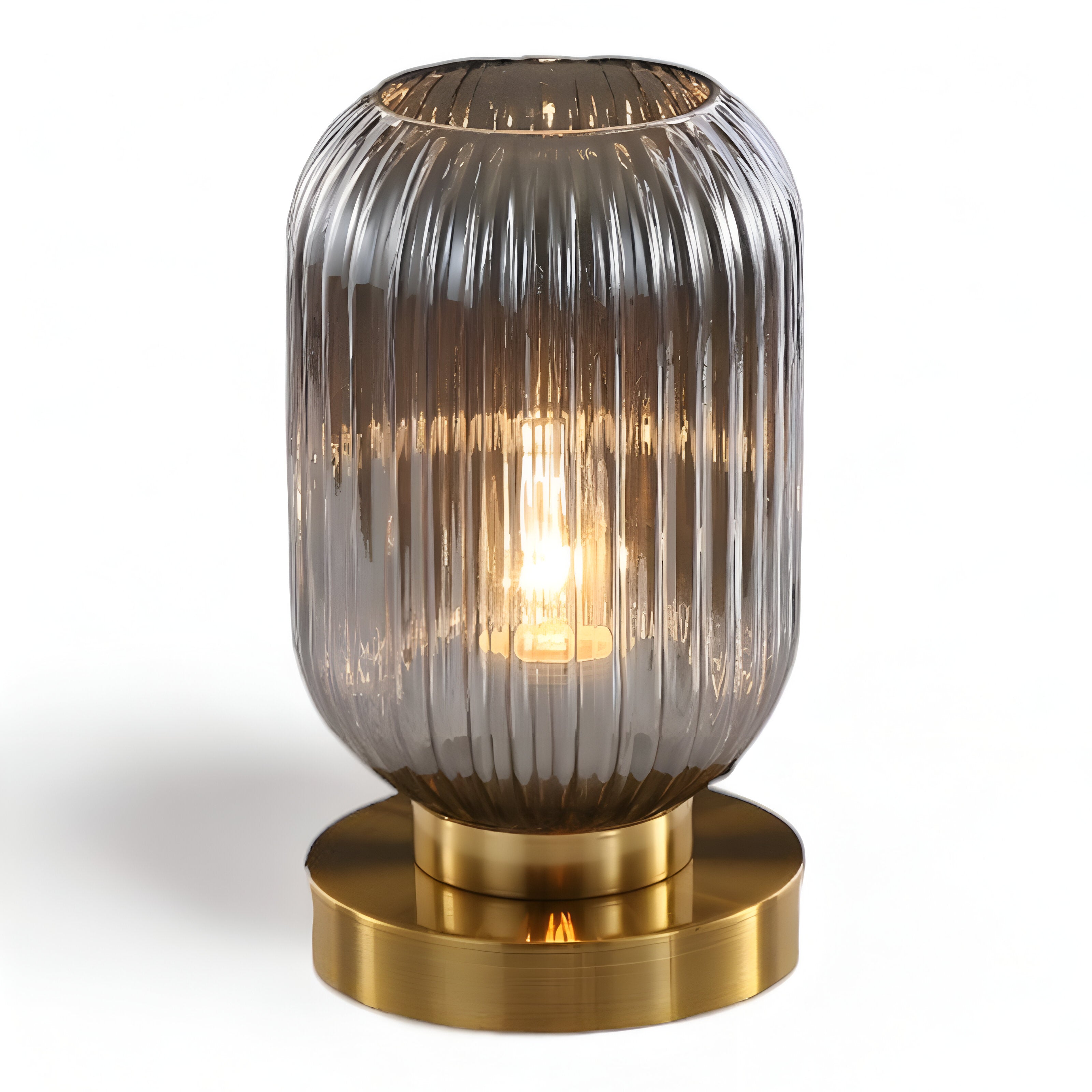 Oriantha - Elegante Nordische Tischlampe mit gebogenem geriffeltem Glas für stimmungsvolle Beleuchtung