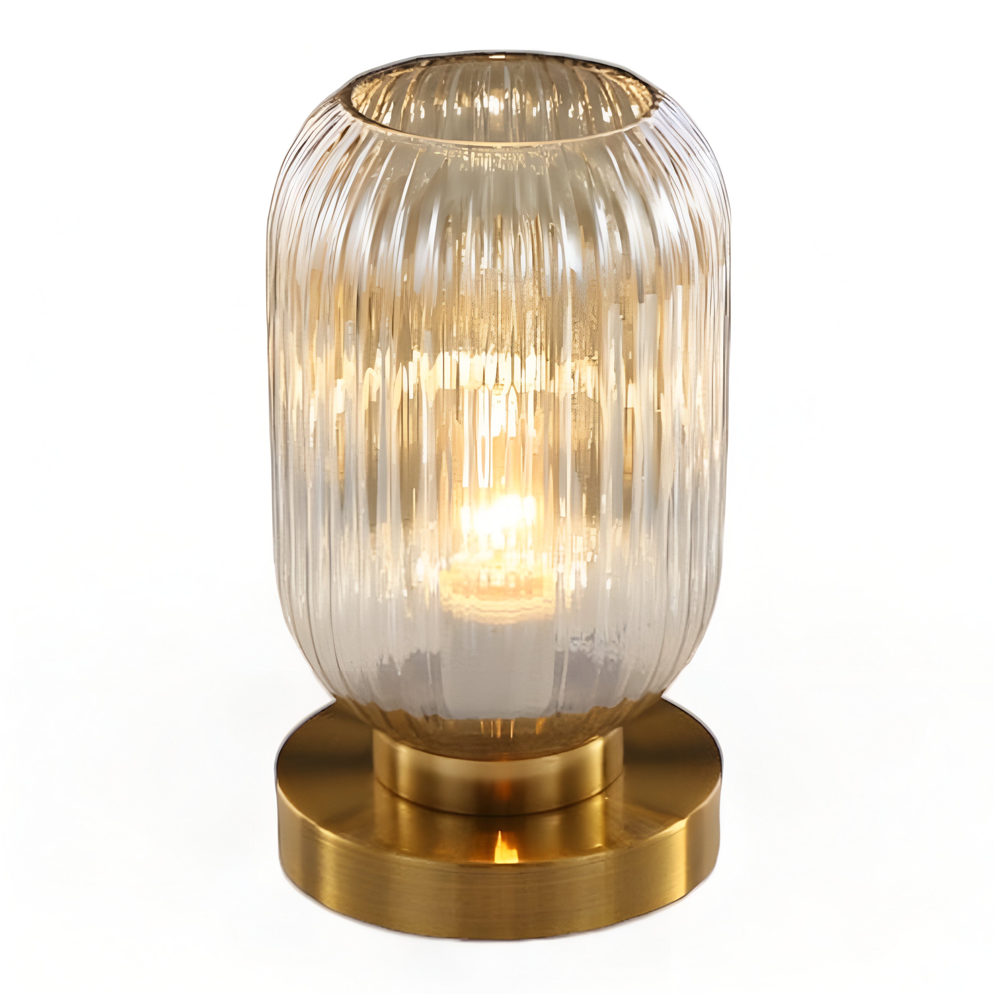 Oriantha - Elegante Nordische Tischlampe mit gebogenem geriffeltem Glas für stimmungsvolle Beleuchtung