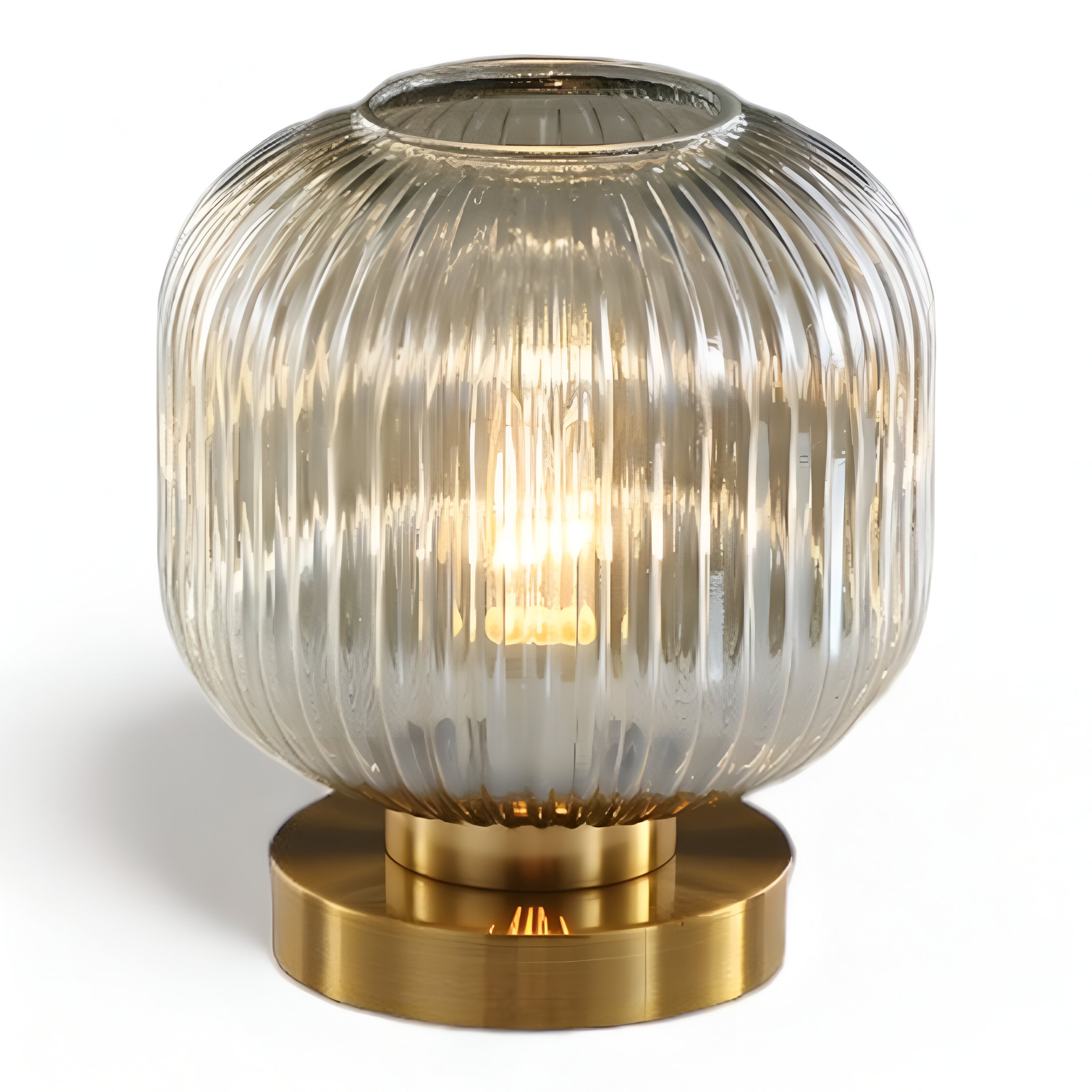 Oriantha - Elegante Nordische Tischlampe mit gebogenem geriffeltem Glas für stimmungsvolle Beleuchtung