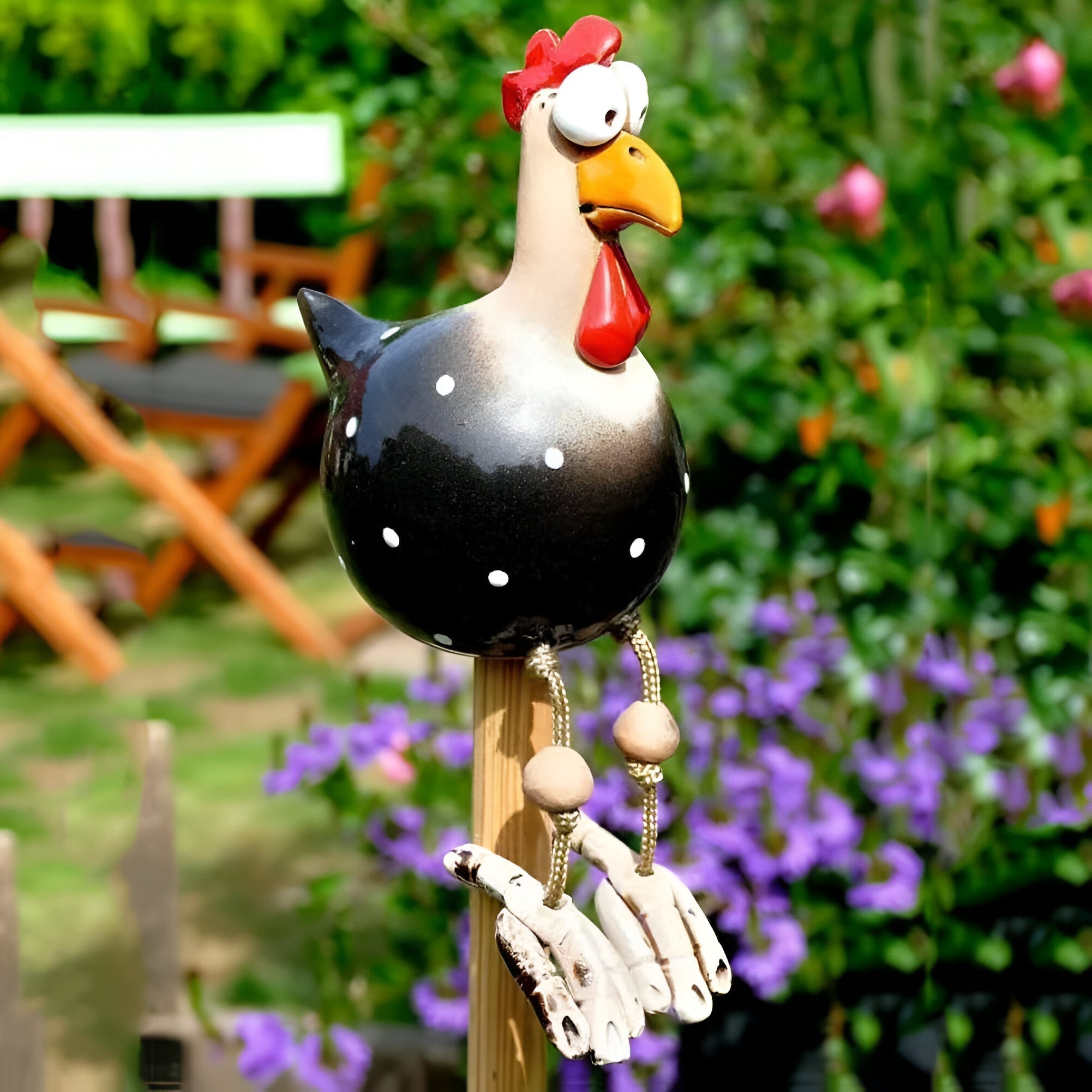 Caeloria - Charmantes Gartenfigur mit Großen Augen aus Wetterbeständigem Harz für Ein Zauberhaftes Gartendekor