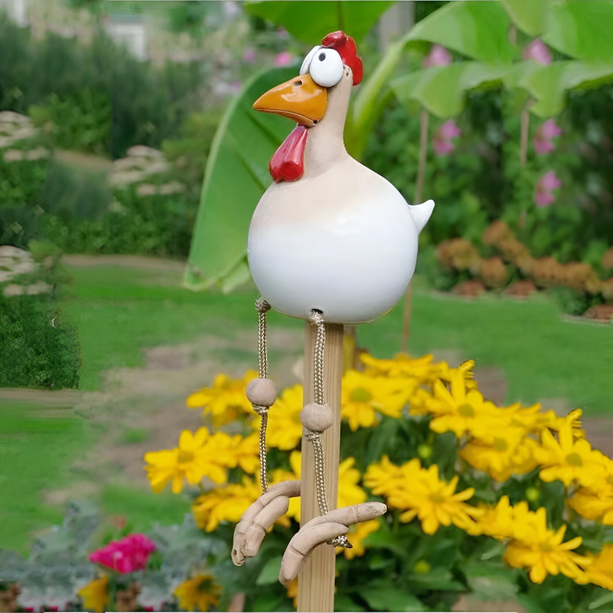 Caeloria - Charmantes Gartenfigur mit Großen Augen aus Wetterbeständigem Harz für Ein Zauberhaftes Gartendekor