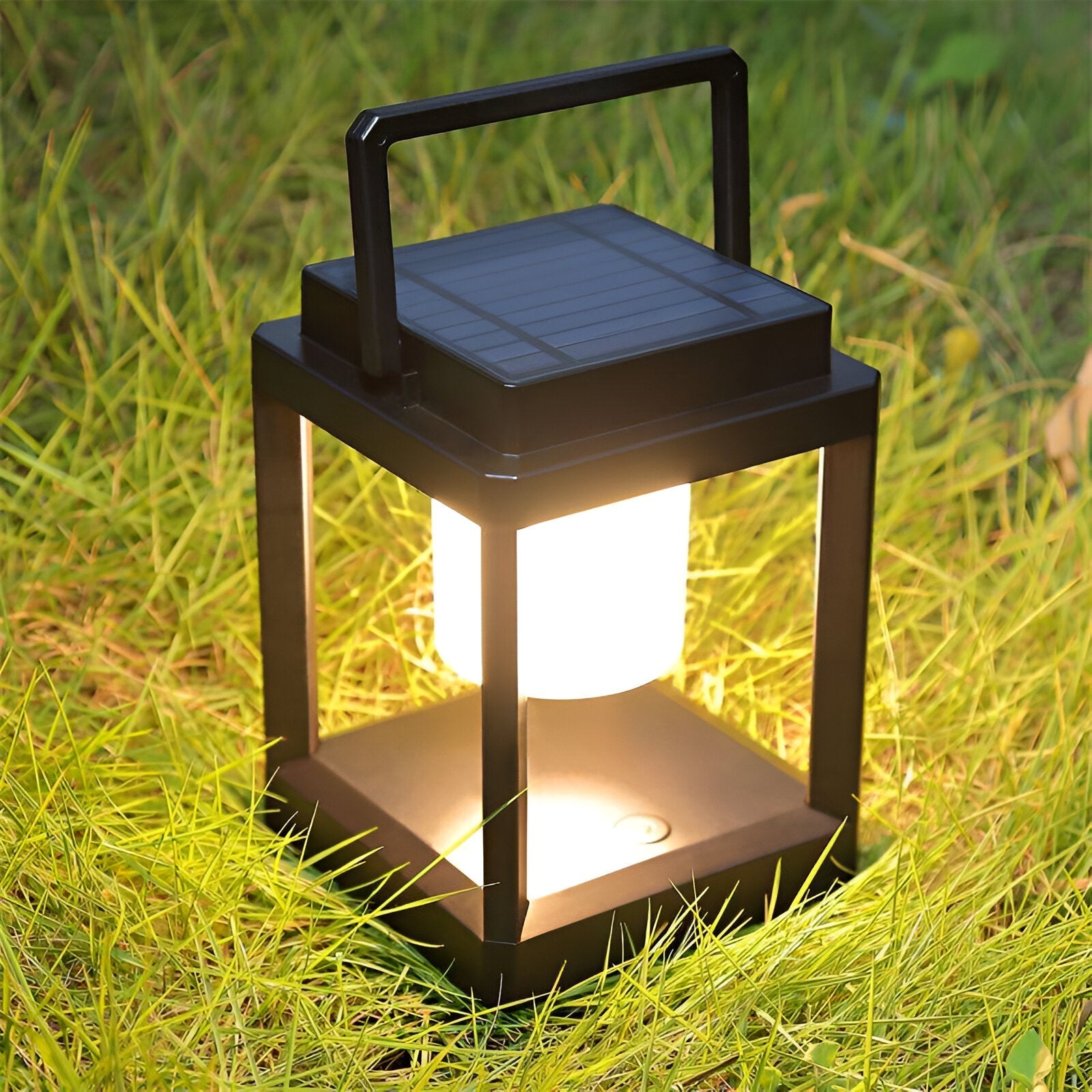 Lunistra - Elegante schwarze tragbare Solarlaterne mit USB-Ladefunktion für den Garten
