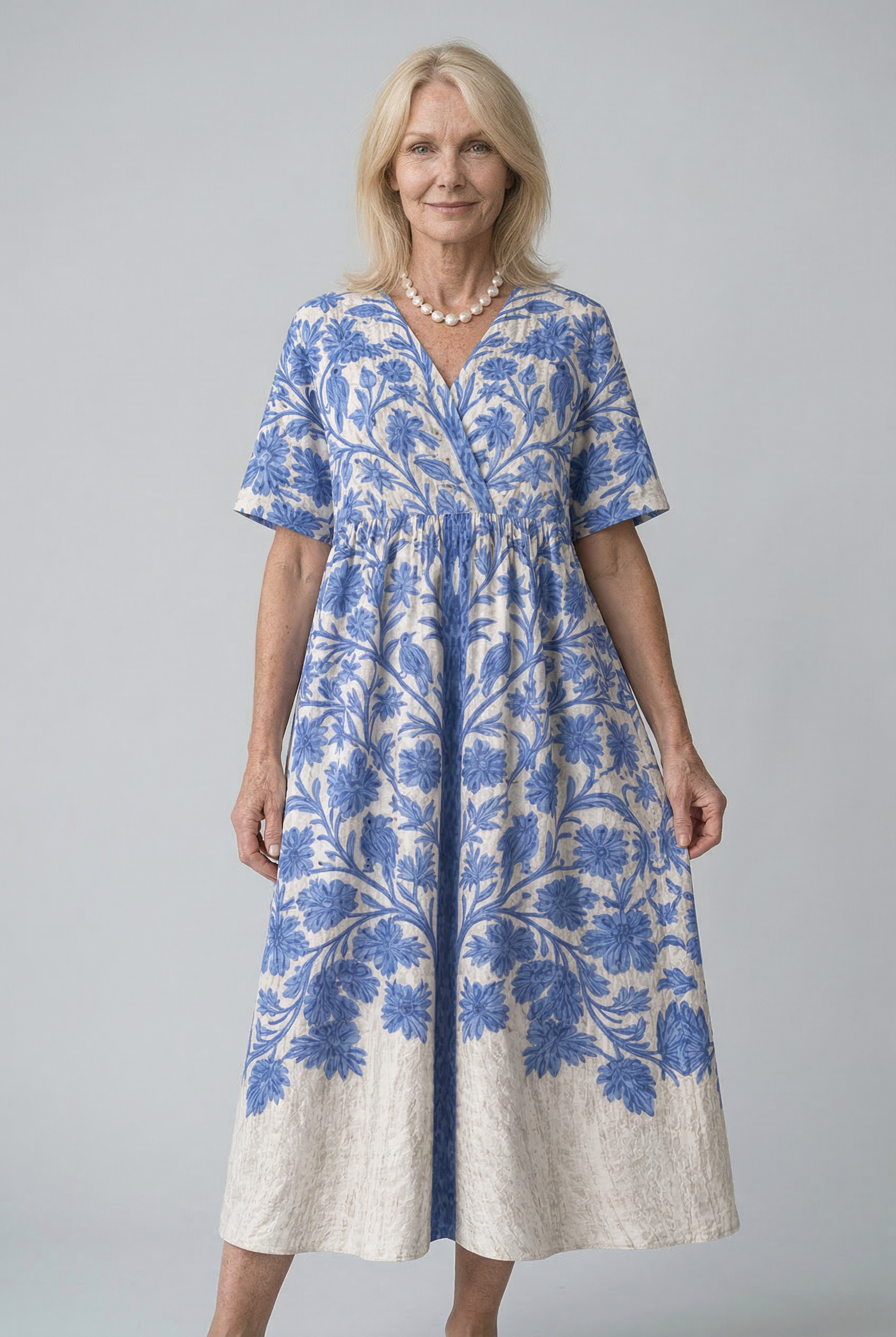 Oréa Elegantes Blauer Bestickter Kleid für alle Anlässe Damen