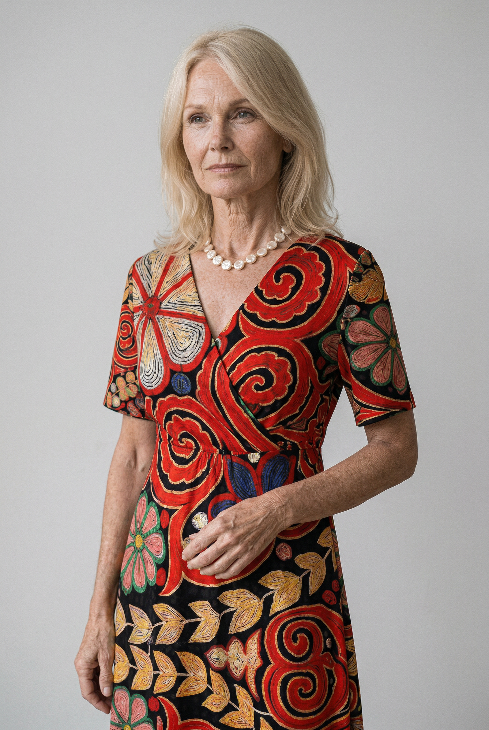 Elegantes modernes Patchwork-Kleid für stilbewusste Gespräche Damen