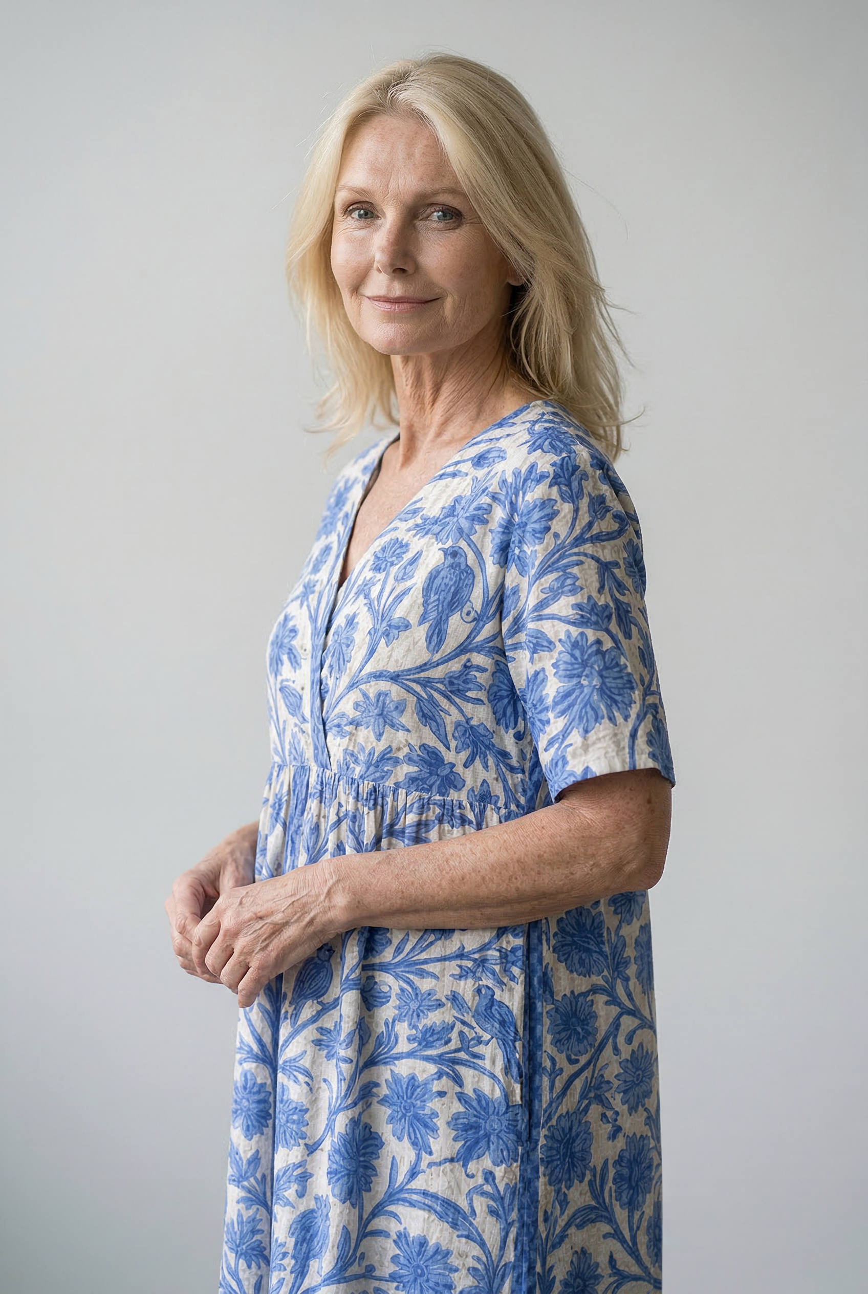 Oréa Elegantes Blauer Bestickter Kleid für alle Anlässe Damen