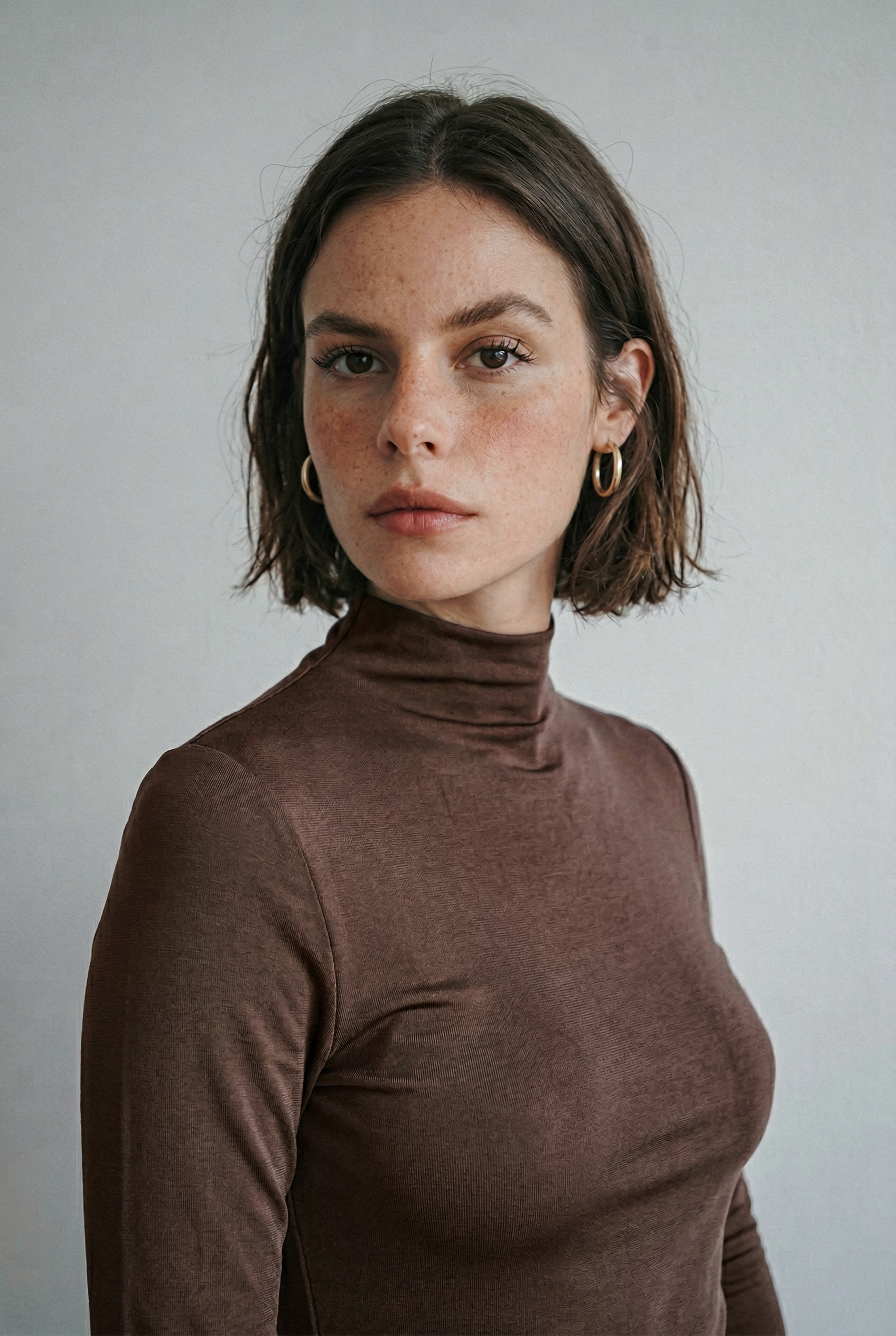 Dunkelbraunes Rollkragenoberteil und Cordrock-Set – Elegantes und gemütliches Ensemble
