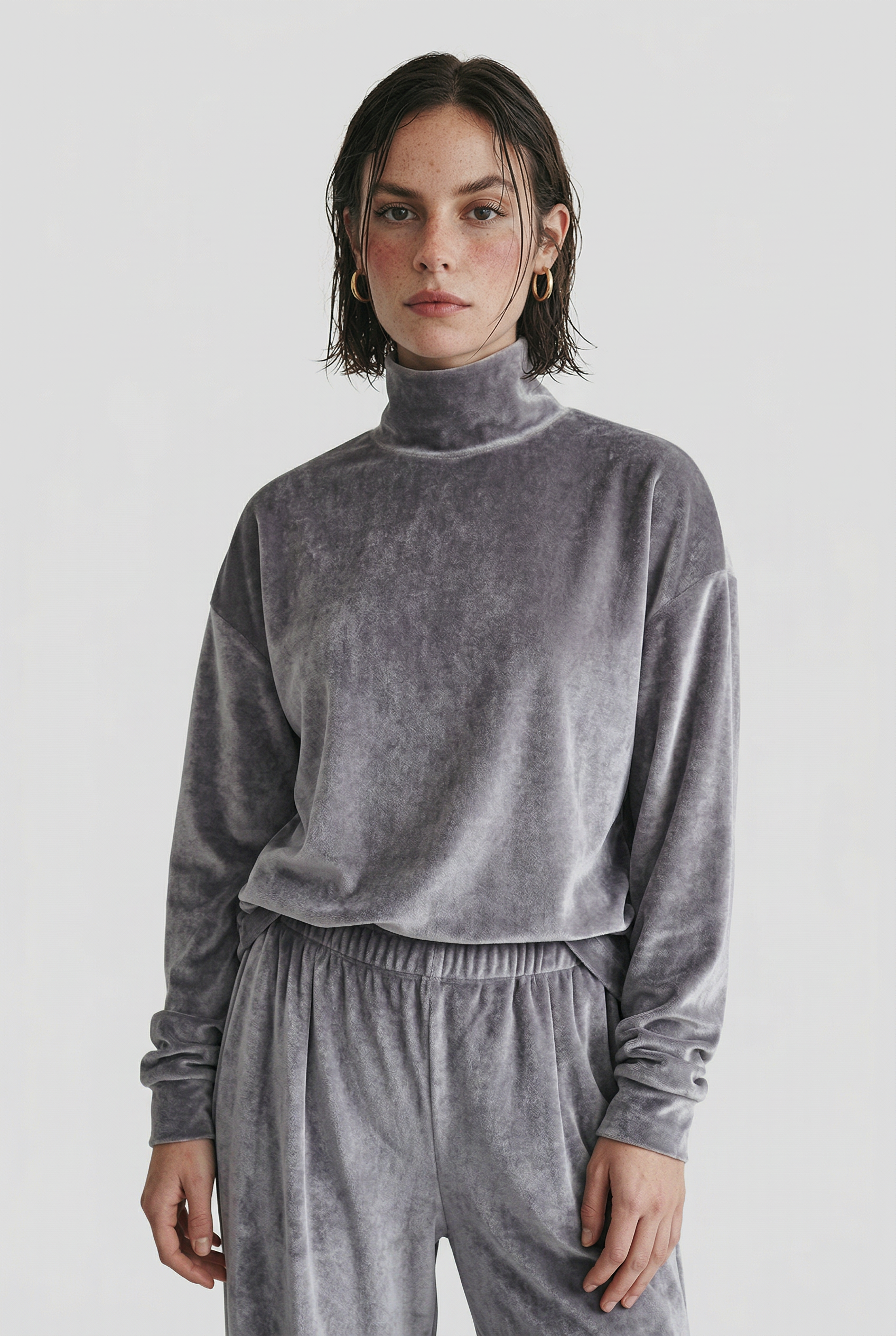 Samt-Rollkragen-Set für gemütlichen Casual-Look – Wärme und Stil