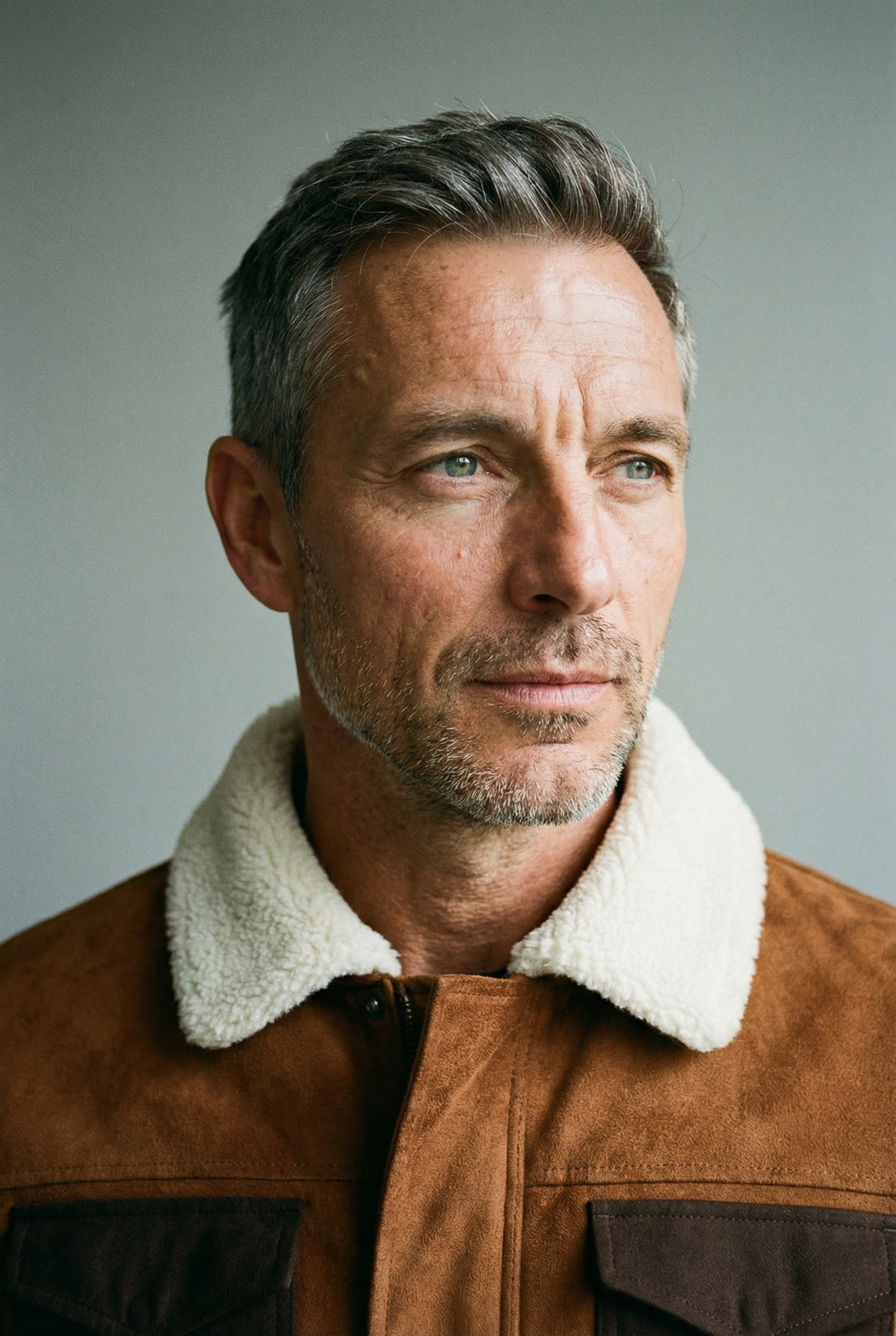 Herrenjacke aus Polyester in Lederoptik mit Sherpa-Futter