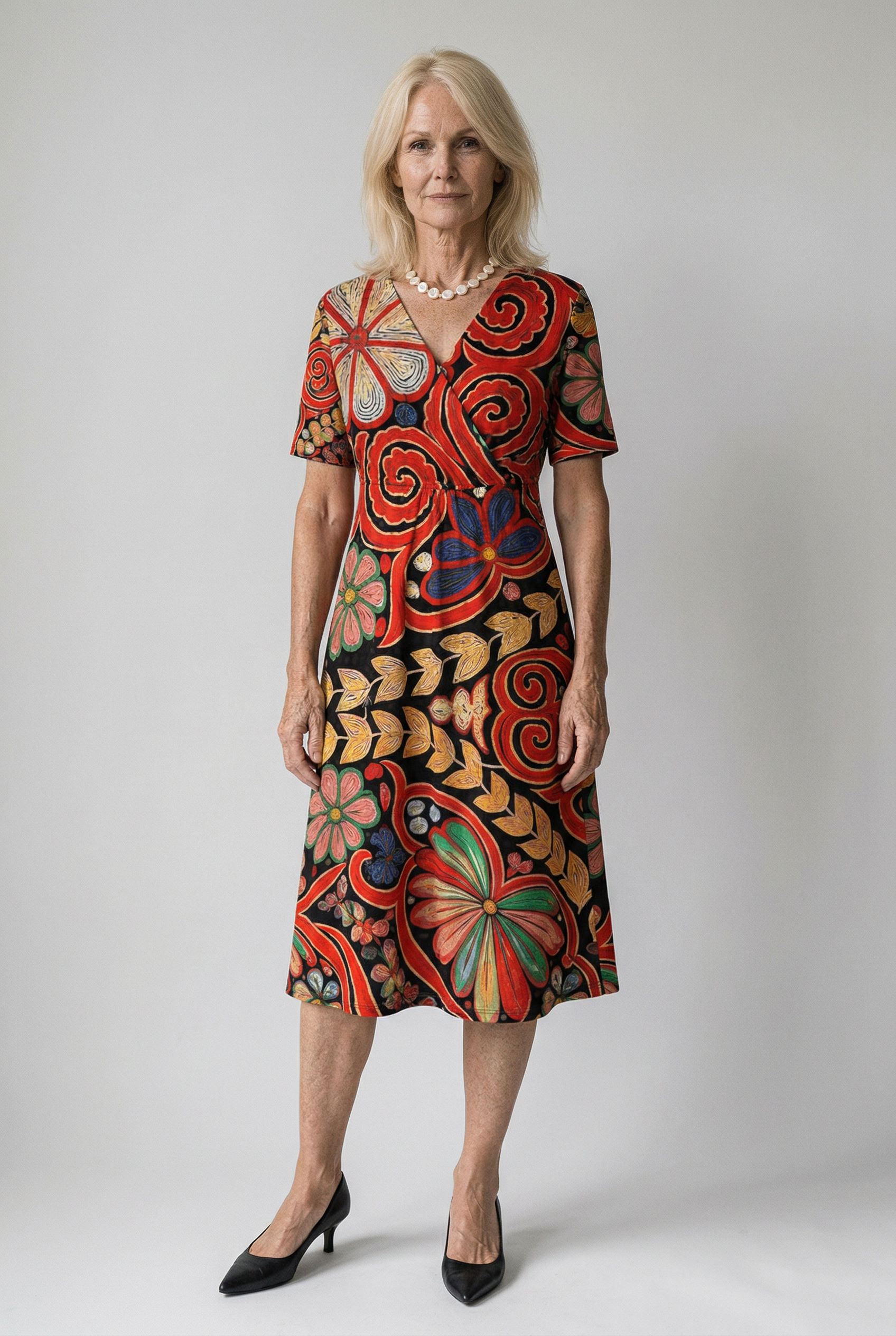 Elegantes modernes Patchwork-Kleid für stilbewusste Gespräche Damen