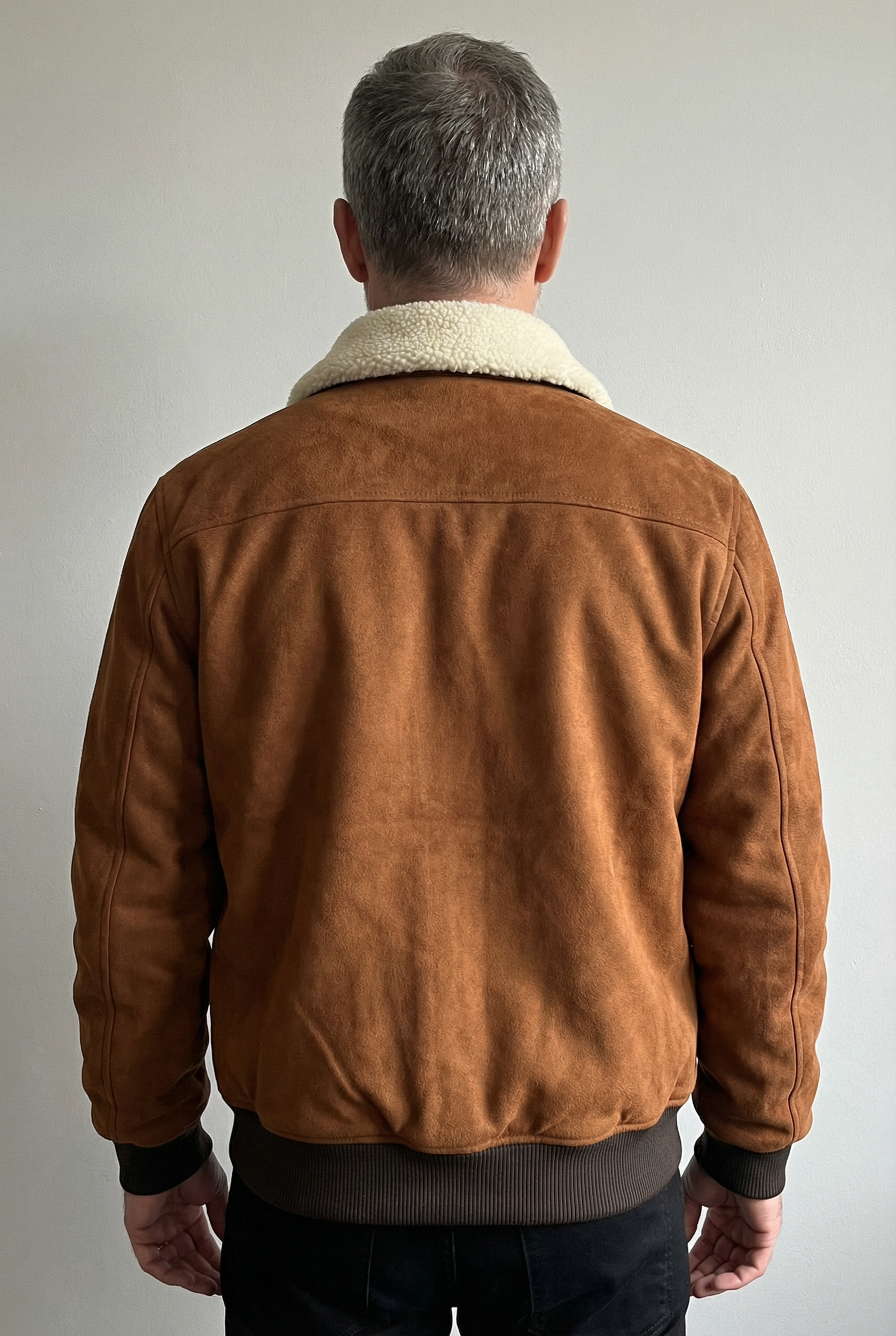 Herrenjacke aus Polyester in Lederoptik mit Sherpa-Futter