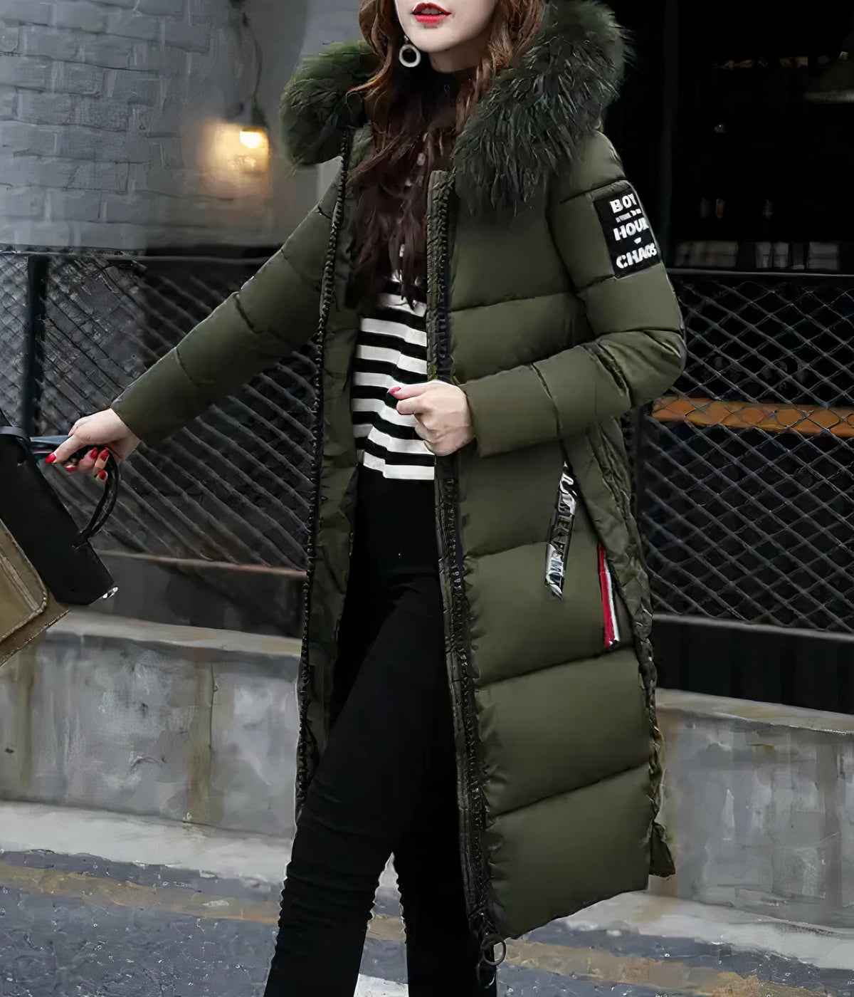 Joaquina | Eleganter langer Mantel mit Pelzkragen für einen anspruchsvollen Look