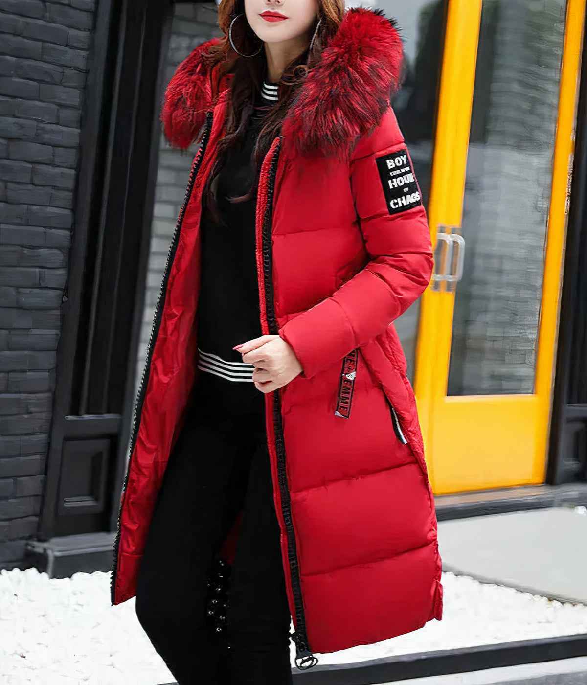 Joaquina | Eleganter langer Mantel mit Pelzkragen für einen anspruchsvollen Look