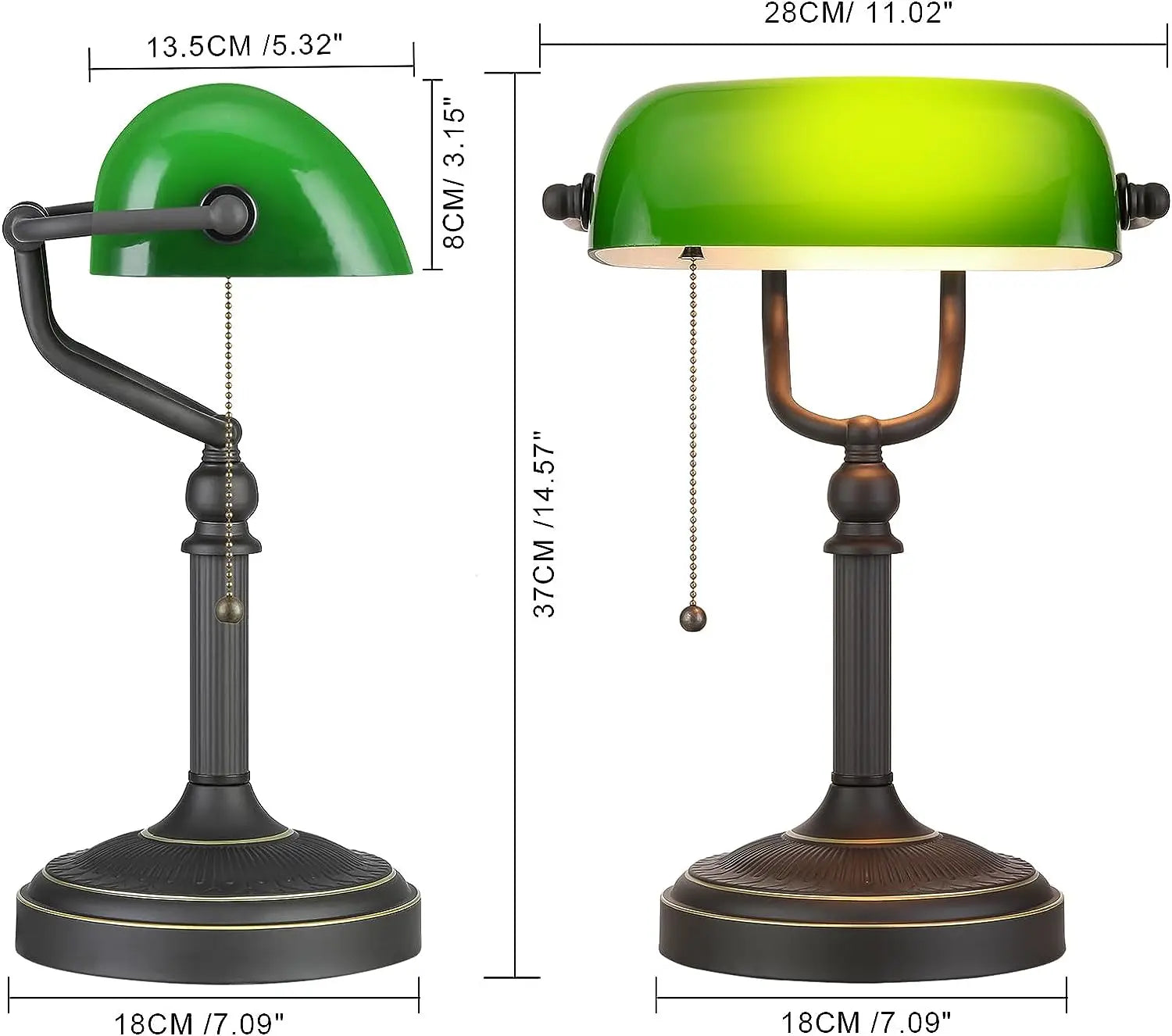 Klassische grüne Banklampe TimelessBank elegant und anspruchsvoll