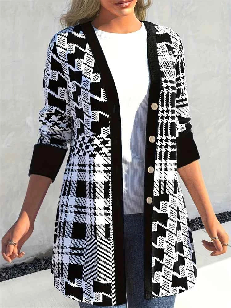 LEONA™ Schlanker Cardigan mit geometrischem Print