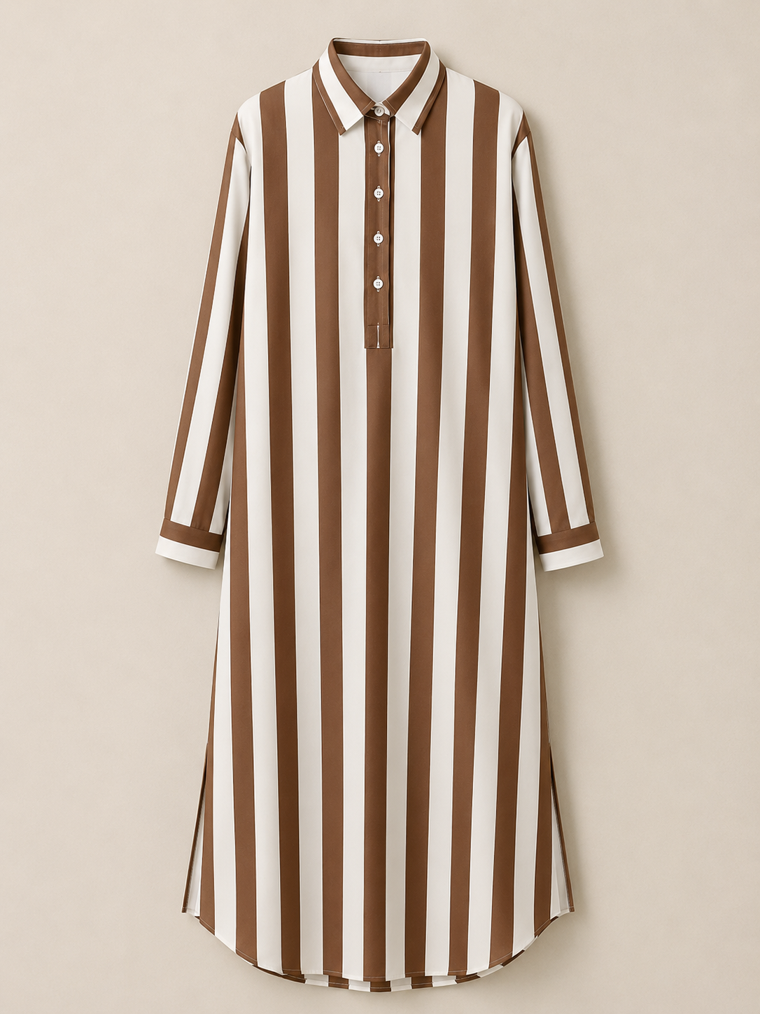 Lässiges gestreiftes Shirt Boho-Stil Maxi-Kleid