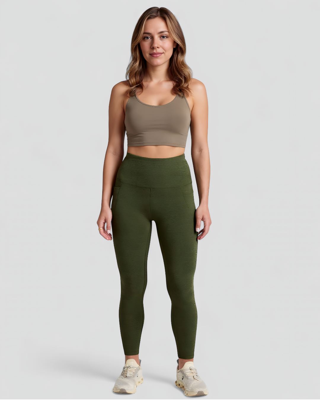 Tilda | Out Of Pocket Leggings Damen Hoch Tailliert Midi Sport Fitness Stretch