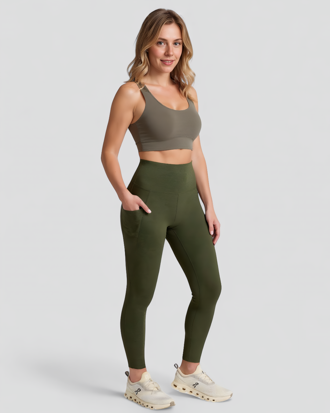 Tilda | Out Of Pocket Leggings Damen Hoch Tailliert Midi Sport Fitness Stretch