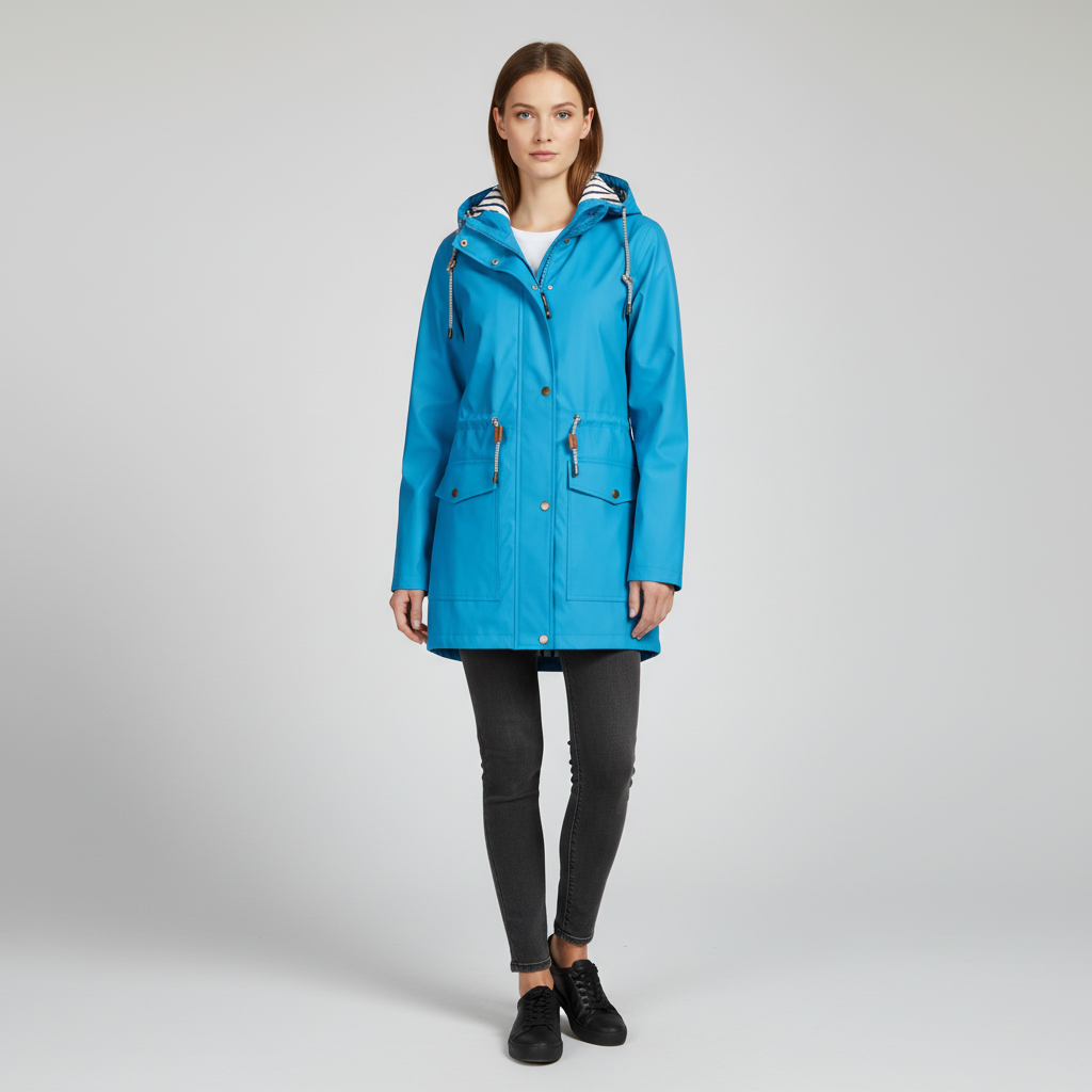 Damen Leichte Kapuzenjacke mit gestreiftem Futter