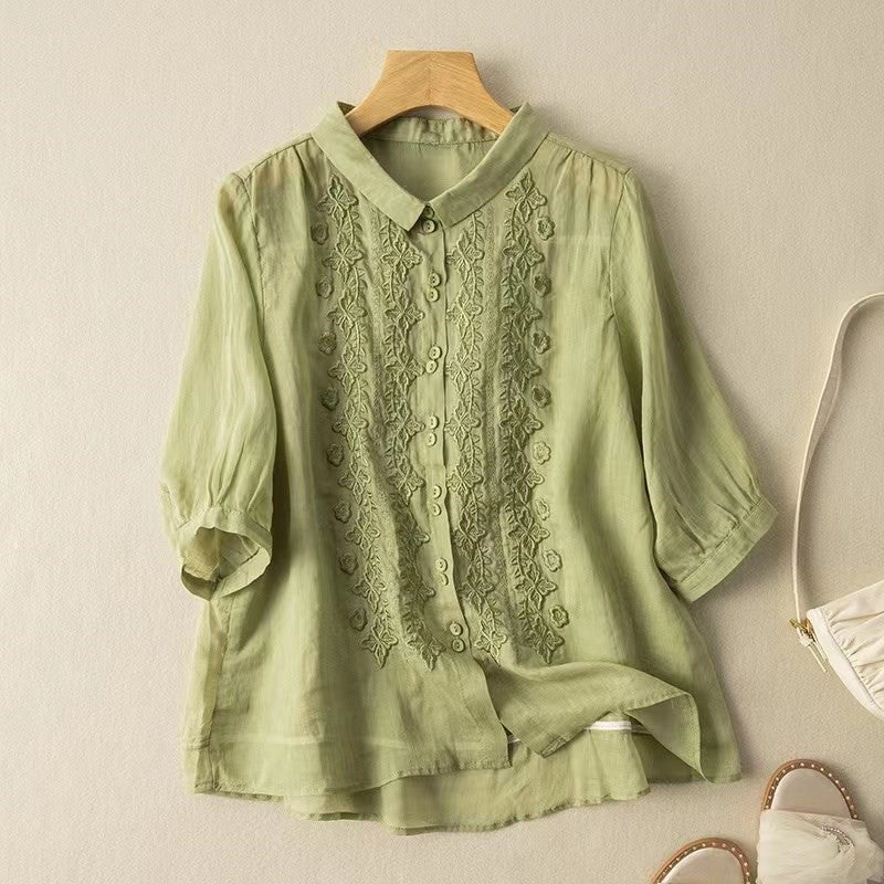 Marnie – Bestickte Bluse mit Knopfleiste 3