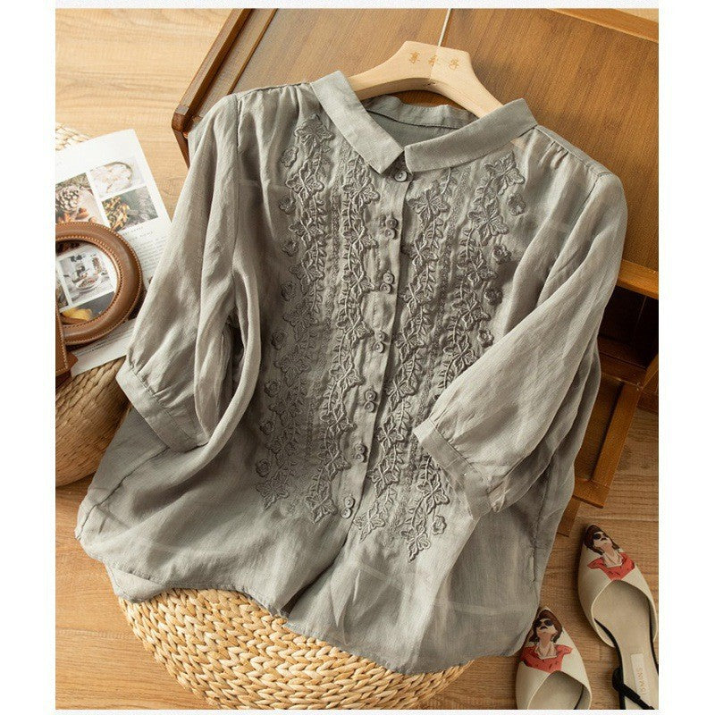 Marnie – Bestickte Bluse mit Knopfleiste 4