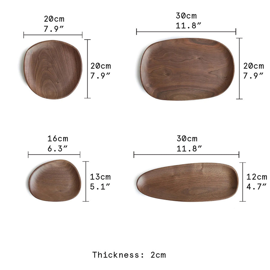 Holztablett-Set aus Nussholz und Akazie - Elegante Holztabletts für stilvollen Service