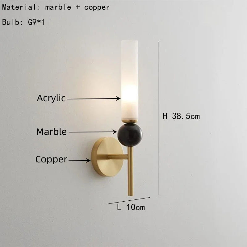 Moderne Marmor Wandleuchte in Gold oder Schwarz 5