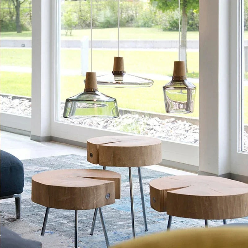 Moderne Pendelleuchte mit Holzfuß 6