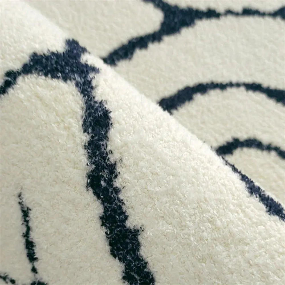 Monavix - Stilvoller waschbarer Schwarz-Weiß-Teppich für Ihr Wohnzimmer