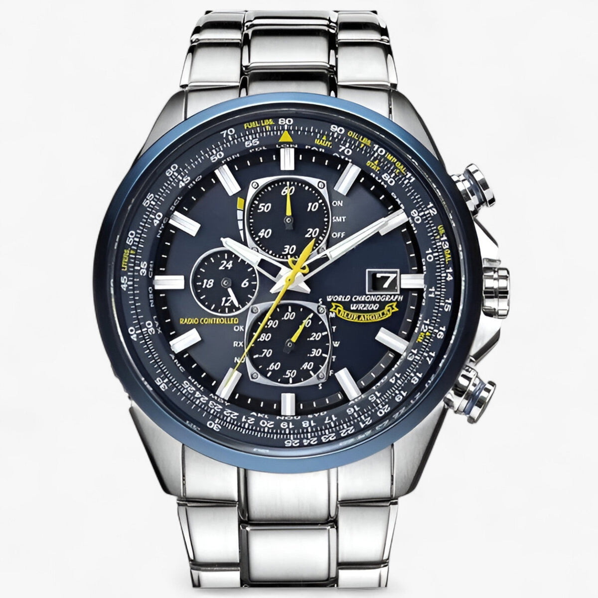 Uhr Chronograph Herr MultiSteel 42mm, Stahl Silber, Zifferblatt Blau Elegant