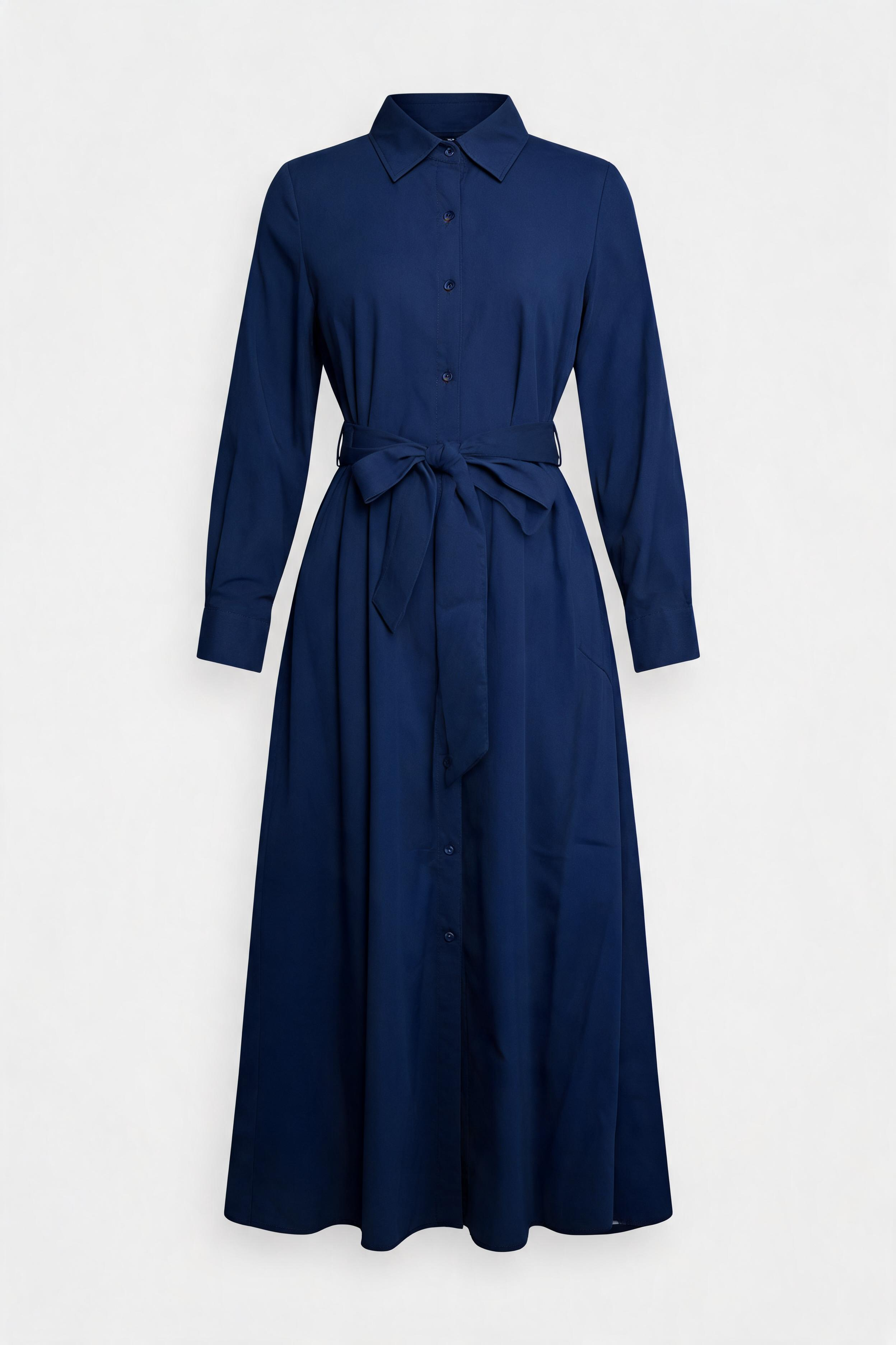 Elegantes Maxi-Kleid mit Langärmeln und Hemdkragen Damen