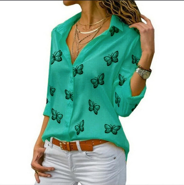 Neleia – Locker geschnittene Bluse mit Schmetterlingsprint 6