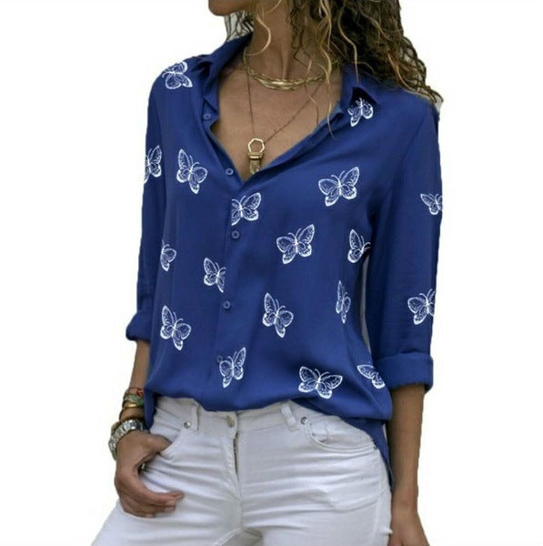 Neleia – Locker geschnittene Bluse mit Schmetterlingsprint 7
