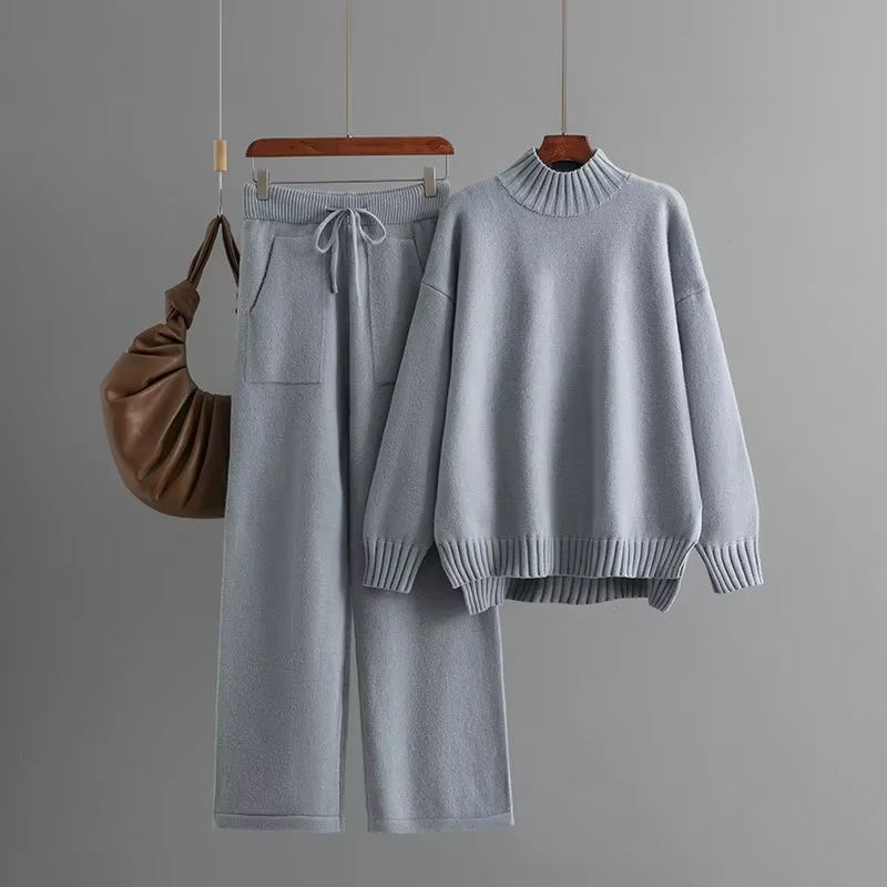 Ava™ - Eleganter langärmeliger Pullover und gerade geschnittene Hose für einen stilvollen Look