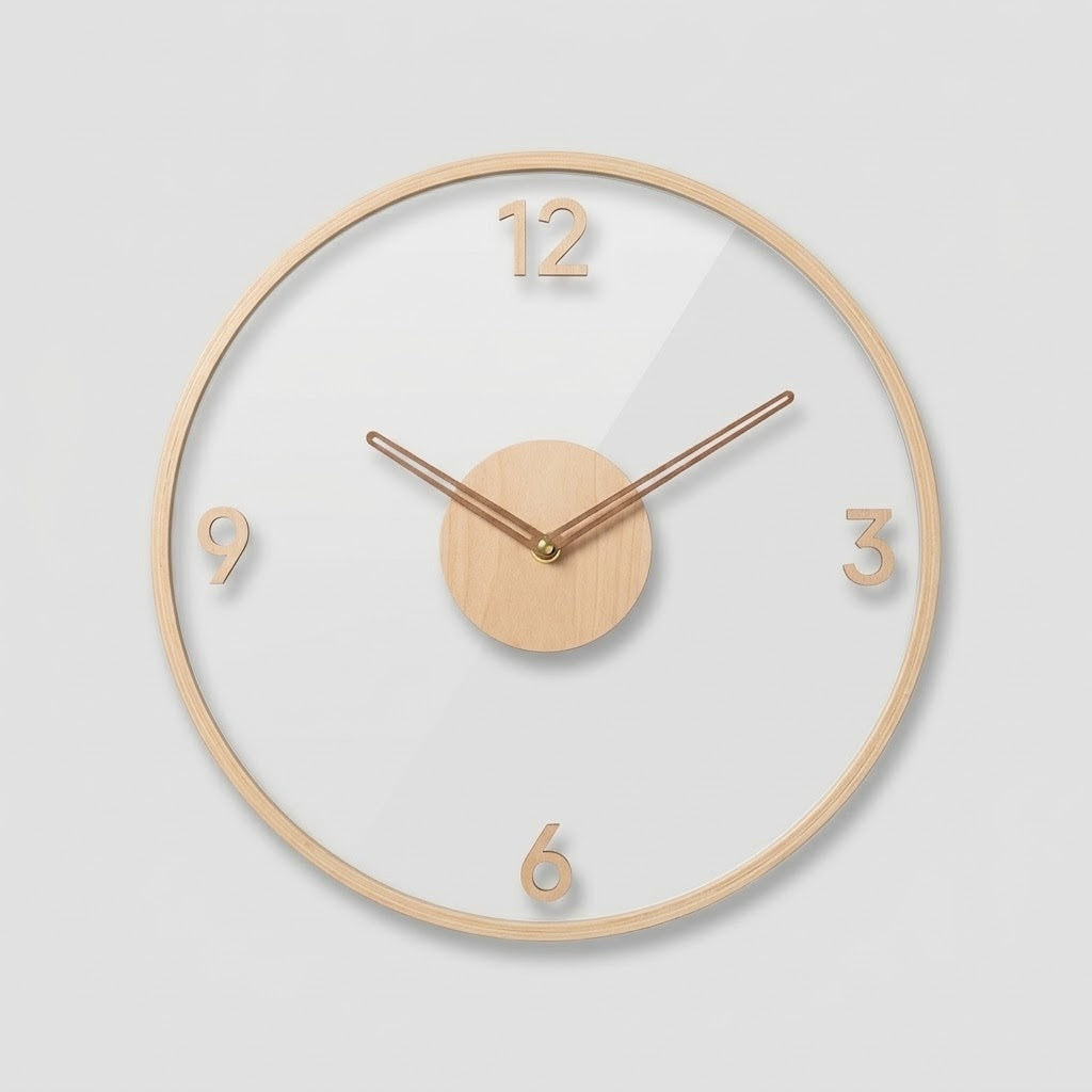 Geräuschlose Design-Wanduhr - Acryl & Holz