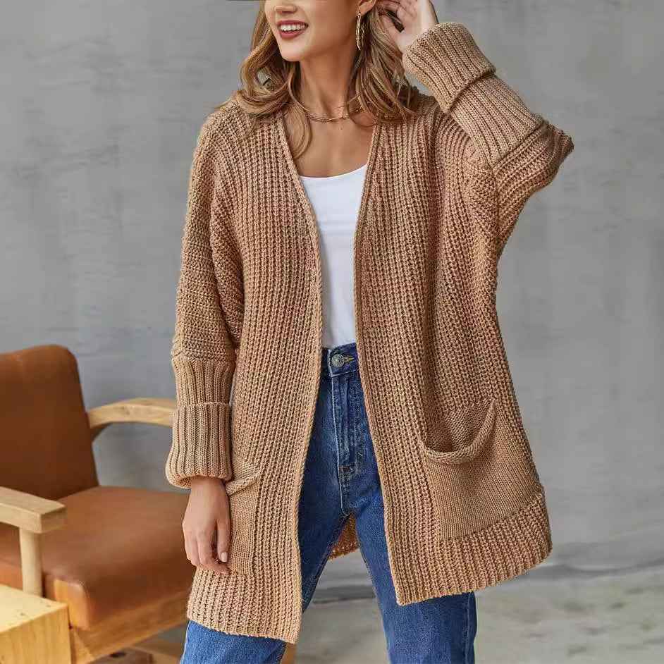 Damen gestrickter Cardigan im Vintage-Stil – Casual-Langarm