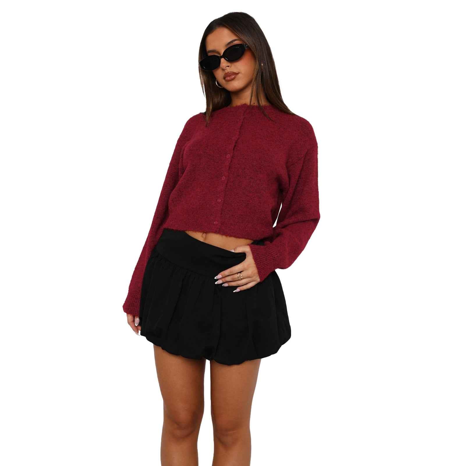 SHASA™ Lässiger, kurzgeschnittener Langarm-Cardigan – Müheloser Alltagsstil