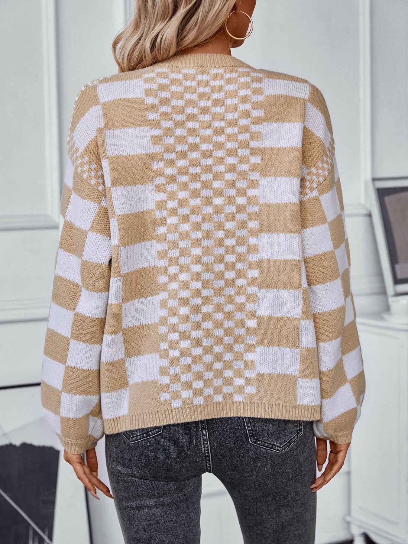 Lässige Passform Strickcardigan mit Laternenärmeln
