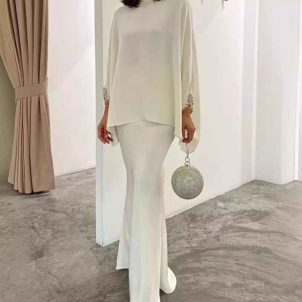 Elegantes Zweiteiliger Perlen-Bodenlanges Abendkleid für atemberaubende Anlässe