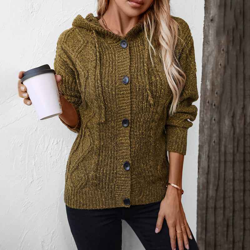 Kuscheliger Damen-Kapuzen-Strickcardigan mit verstellbarem Kordelzug