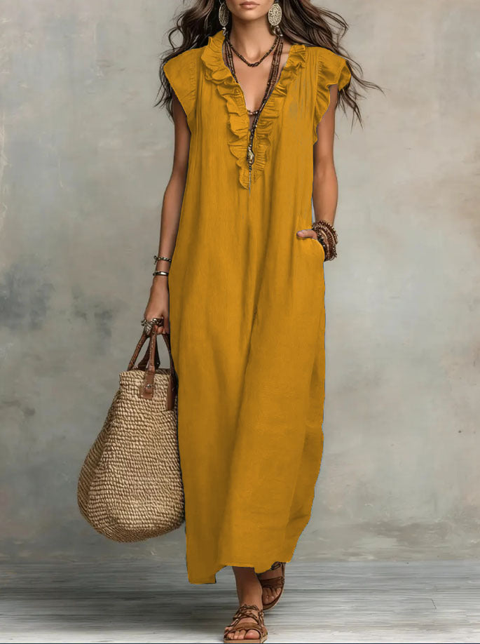 Boho-Kleid Damen, fließend, elegant & luftig mit Taschen