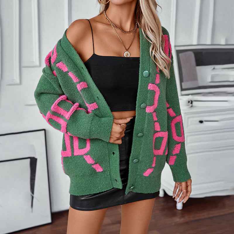Damen Kuschelige Patchwork-Strickjacke für den Alltag