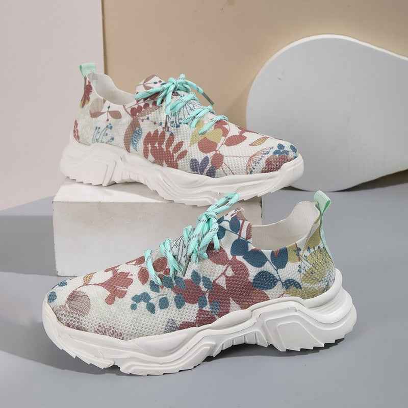 Modische, lässige Mesh-Sneaker mit ergonomischer Sohle und floralen Akzenten