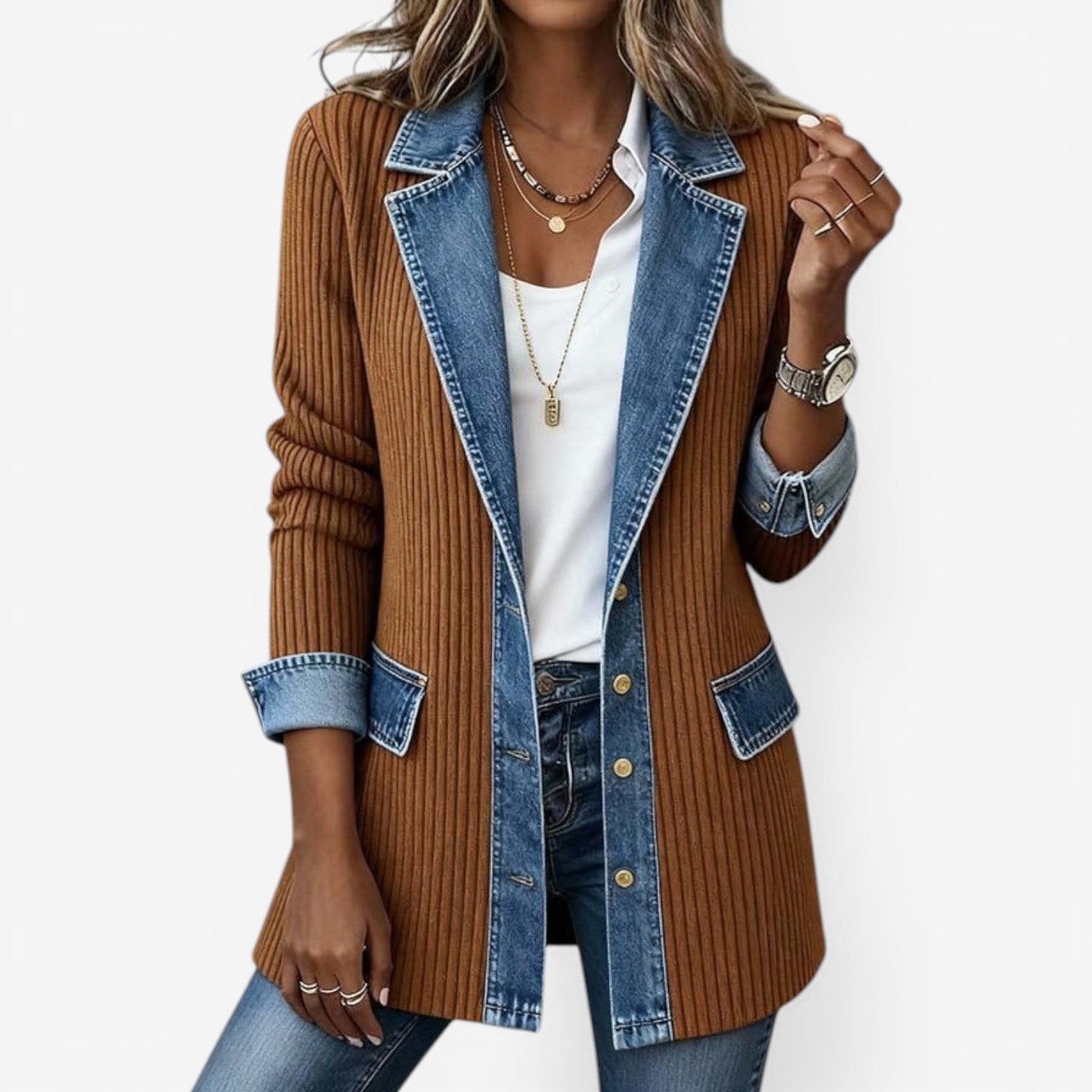 Emilia | Blazer aus Denim-Mix