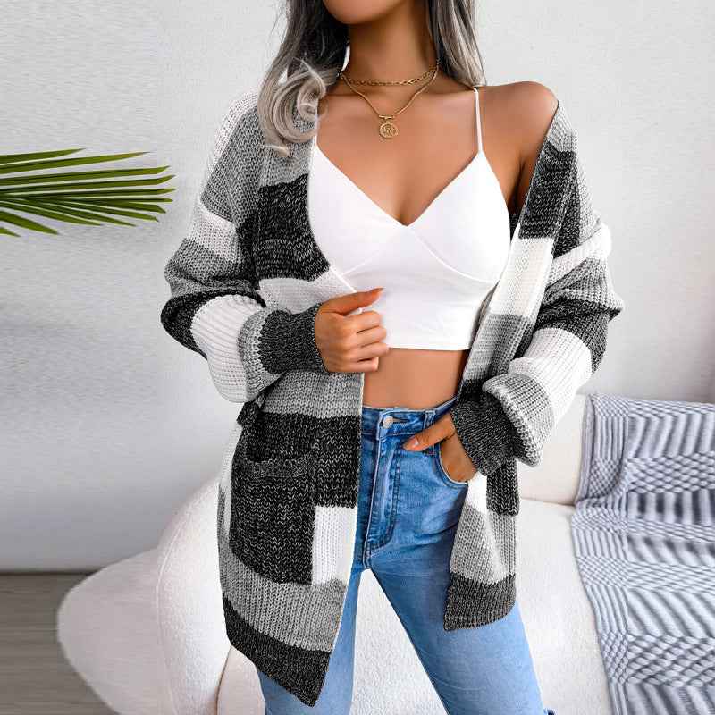 Damen-Cardigan mit Laternenärmeln, lässig