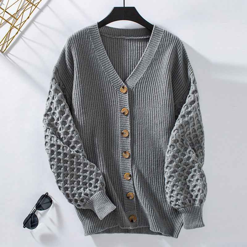 Damen-Strickcardigan im Vintage-Stil, in lockerer Passform, einfarbig