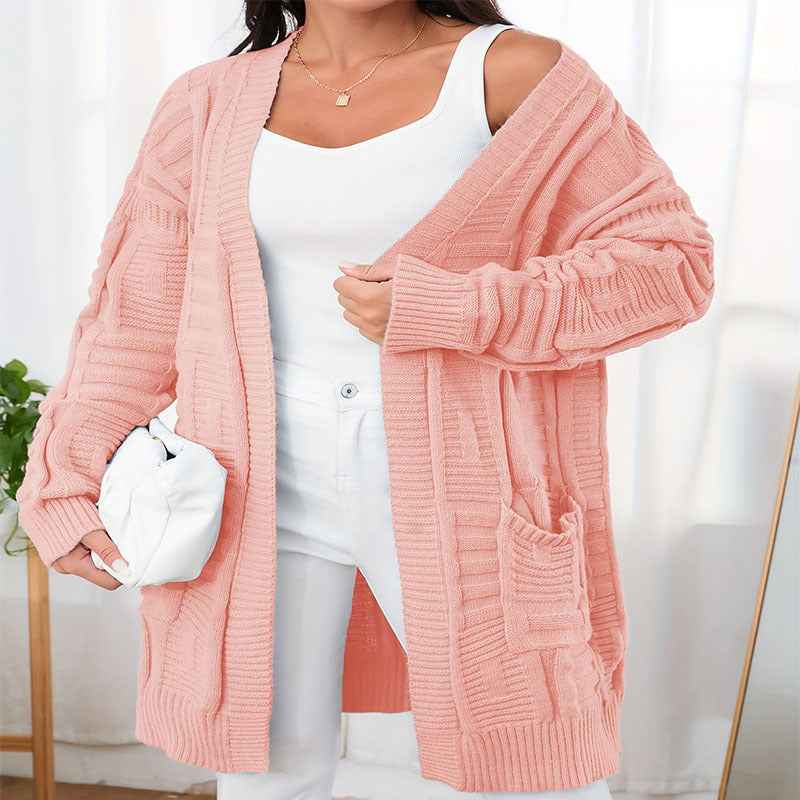 Offener Cardigan mit zwei Taschen und langen Ärmeln