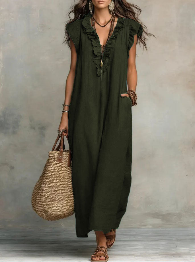 Boho-Kleid Damen, fließend, elegant & luftig mit Taschen