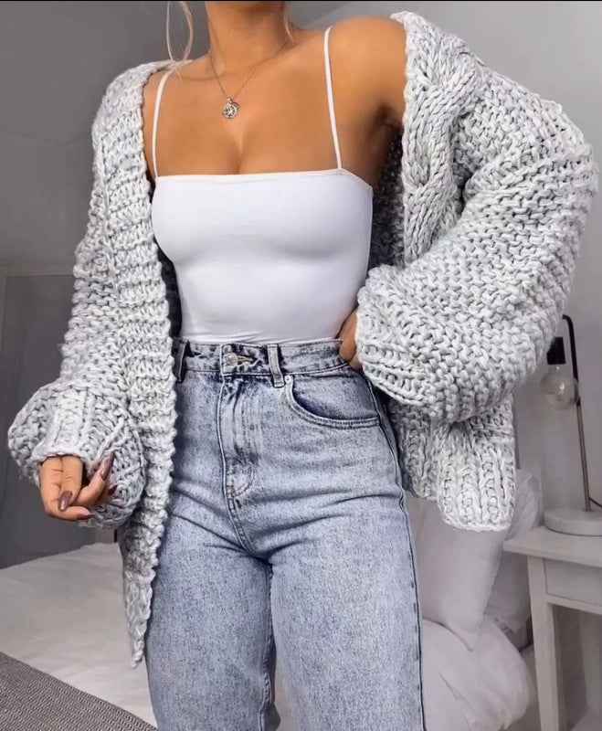 Gemütlicher dicker Mohair-Cardigan für Damen